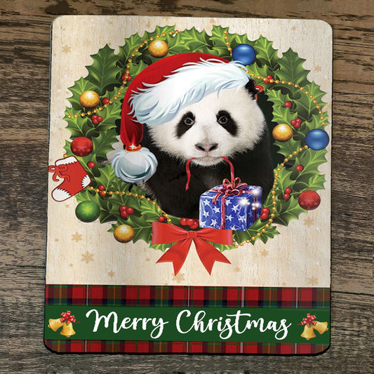 Mouse Pad Merry Christmas Xmas Panda Bear