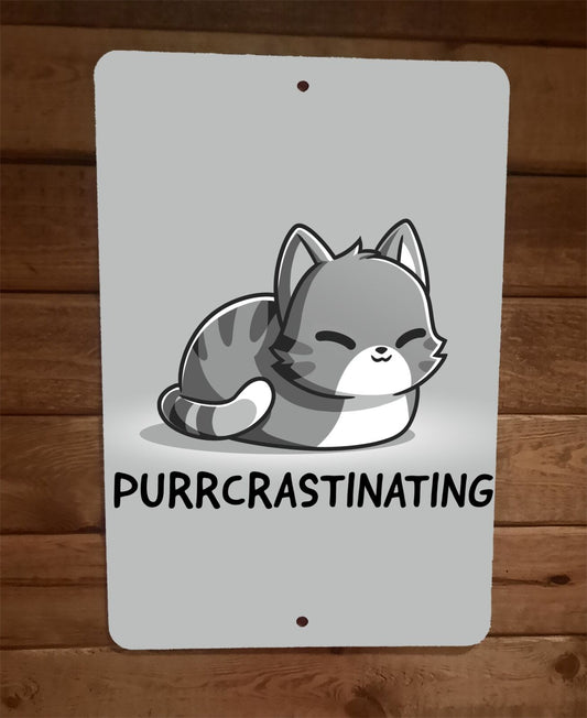 Purrcrastinating Cat 8x12 Metal Wall Sign