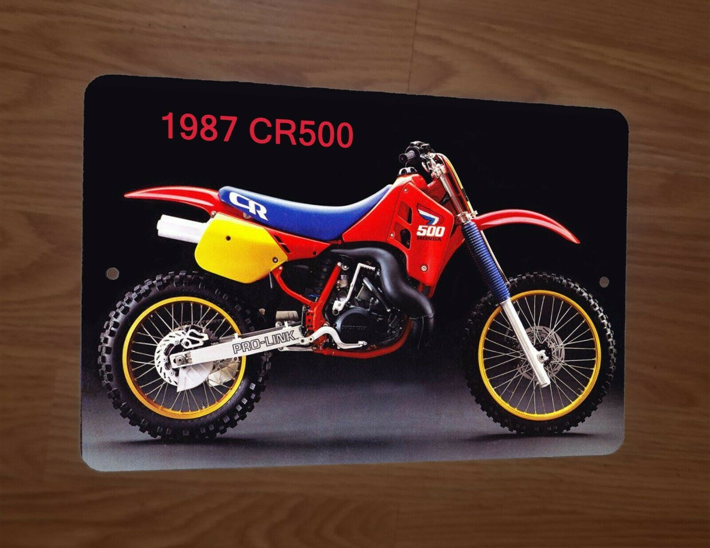 1987 Honda CR500 Motocross Motorcycle Dirt Bike Photo 8x12 Metal Wall Sign Garage Poster