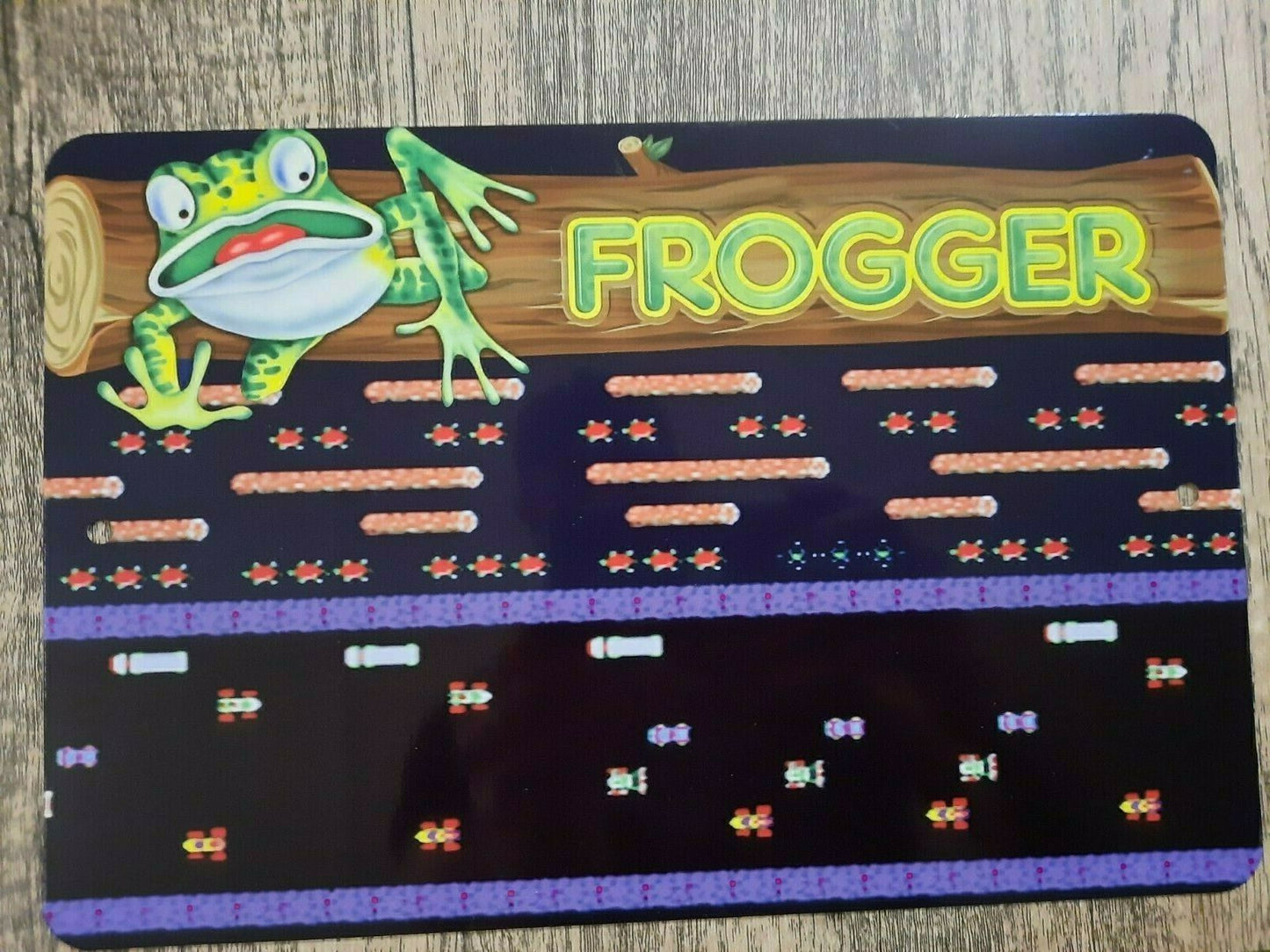 Frogger Classic Arcade Video Game 8x12 Metal Wall Sign