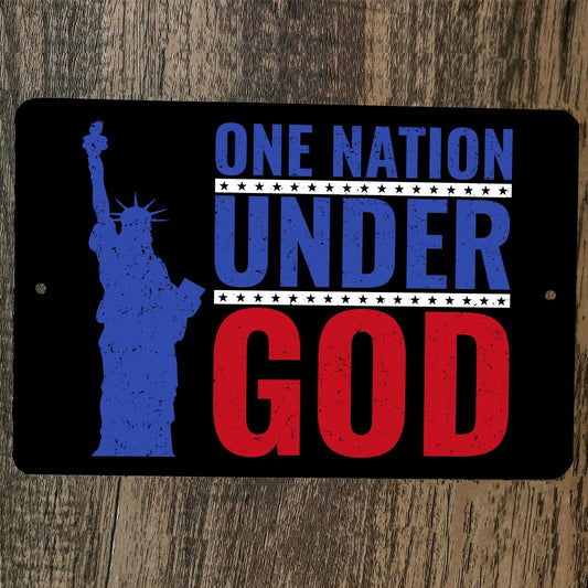 One Nation Under God Liberty USA America 8x12 Metal Wall Sign Poster July 4th