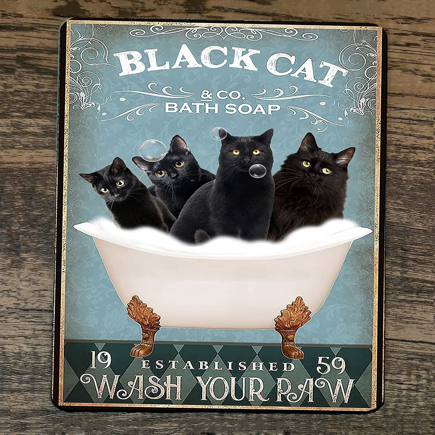 Mouse Pad Black Cat Bath Soap Wash Your Paws