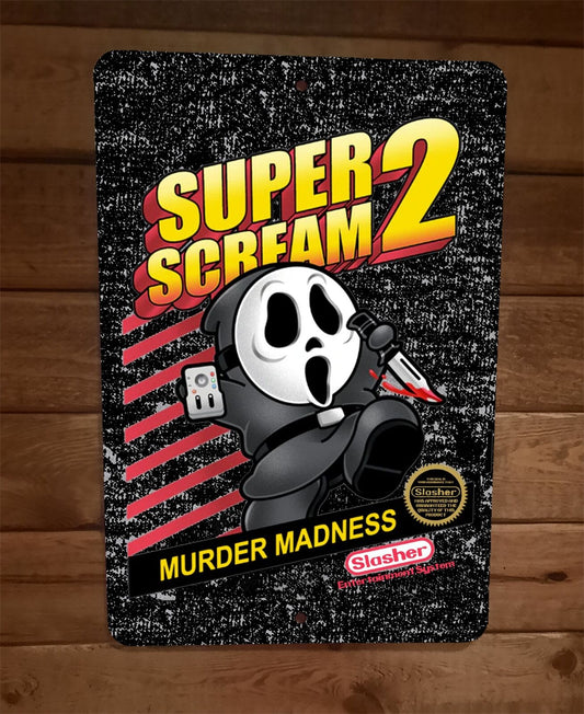 Super Scream 2 Murder Madness Mario Bro Parody 8x12 Metal Wall Sign
