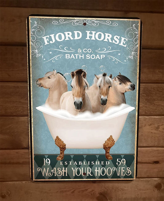 Fjord Horse Bath Soap 8x12 Metal Wall Sign Animal Poster