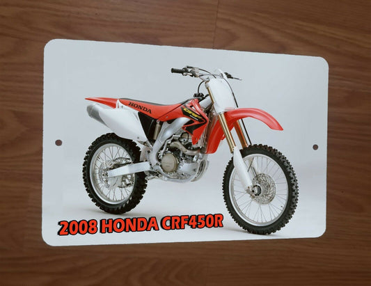 2008 Honda CRF450R Motocross Motorcycle Dirt Bike Photo 8x12 Metal Wall Sign Garage Poster