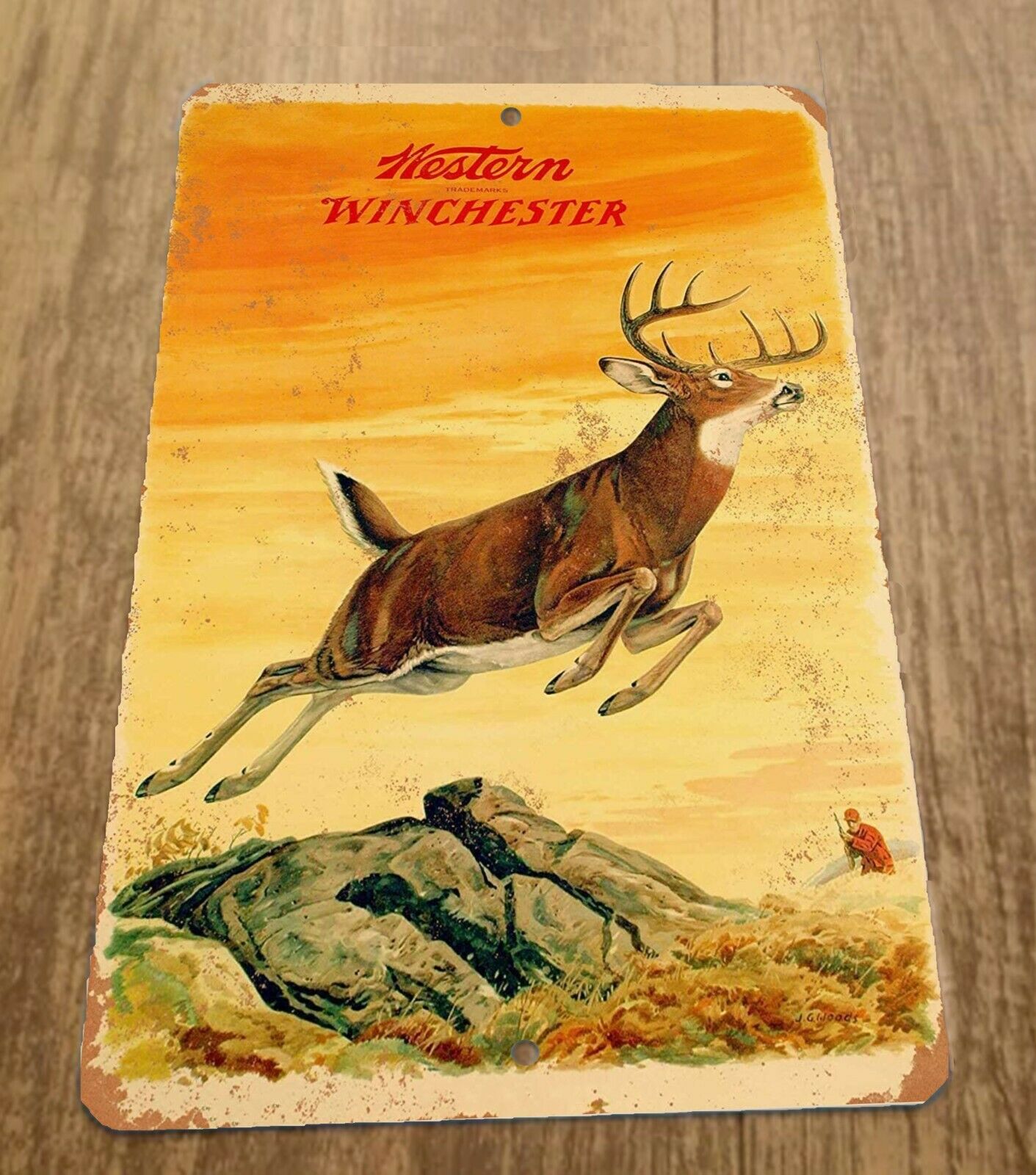 Vintage Western Winchester Deer Hunting Ad 8x12 Metal Wall Sign