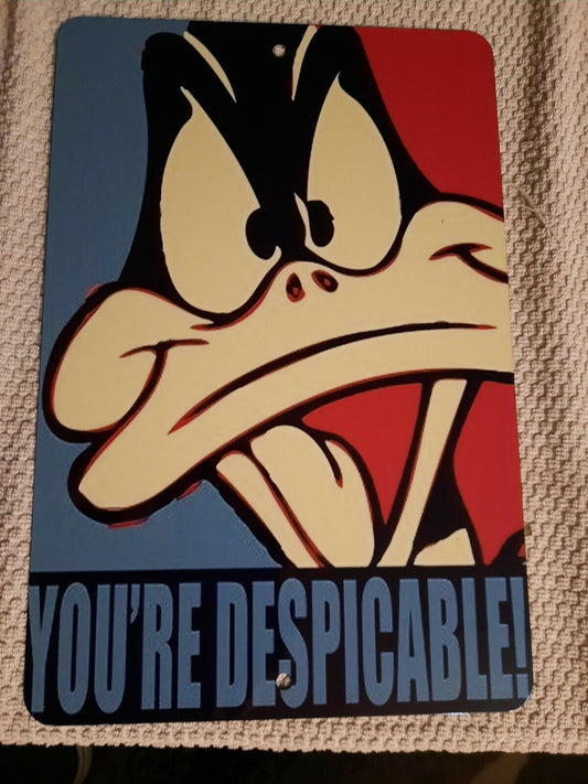YOURE DISPICABLE Daffy Duck 8x12 Metal Wall Sign Classic Cartoon Looney Tunes