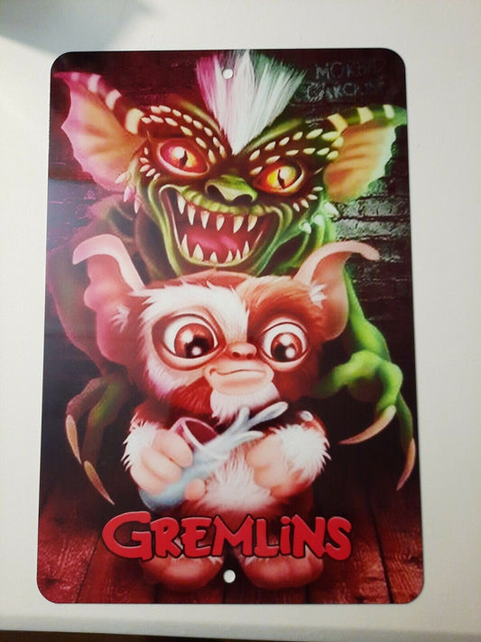 Gizmo Stripe Artwork Gremlins 8x12 Metal Wall Sign Garage Man Cave Horror Holidays Comedy Movie Poster