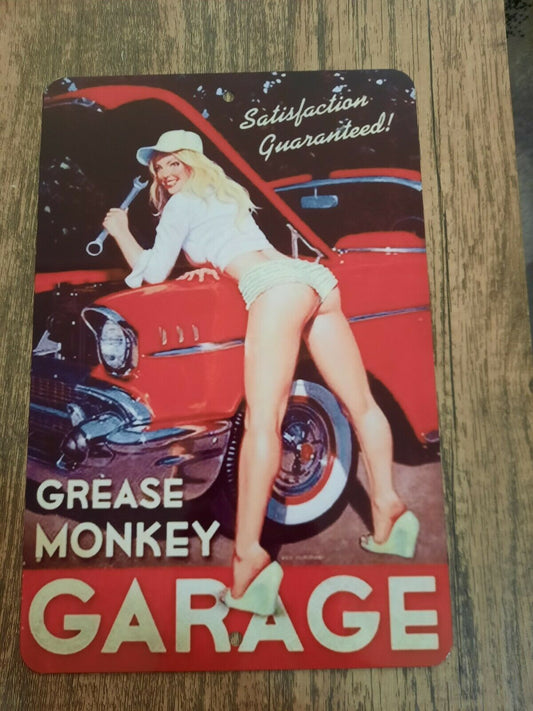 Grease Monkey Garage Satisfaction Guaranteed 8x12 Metal Wall Sign Hot Rod Garage Poster