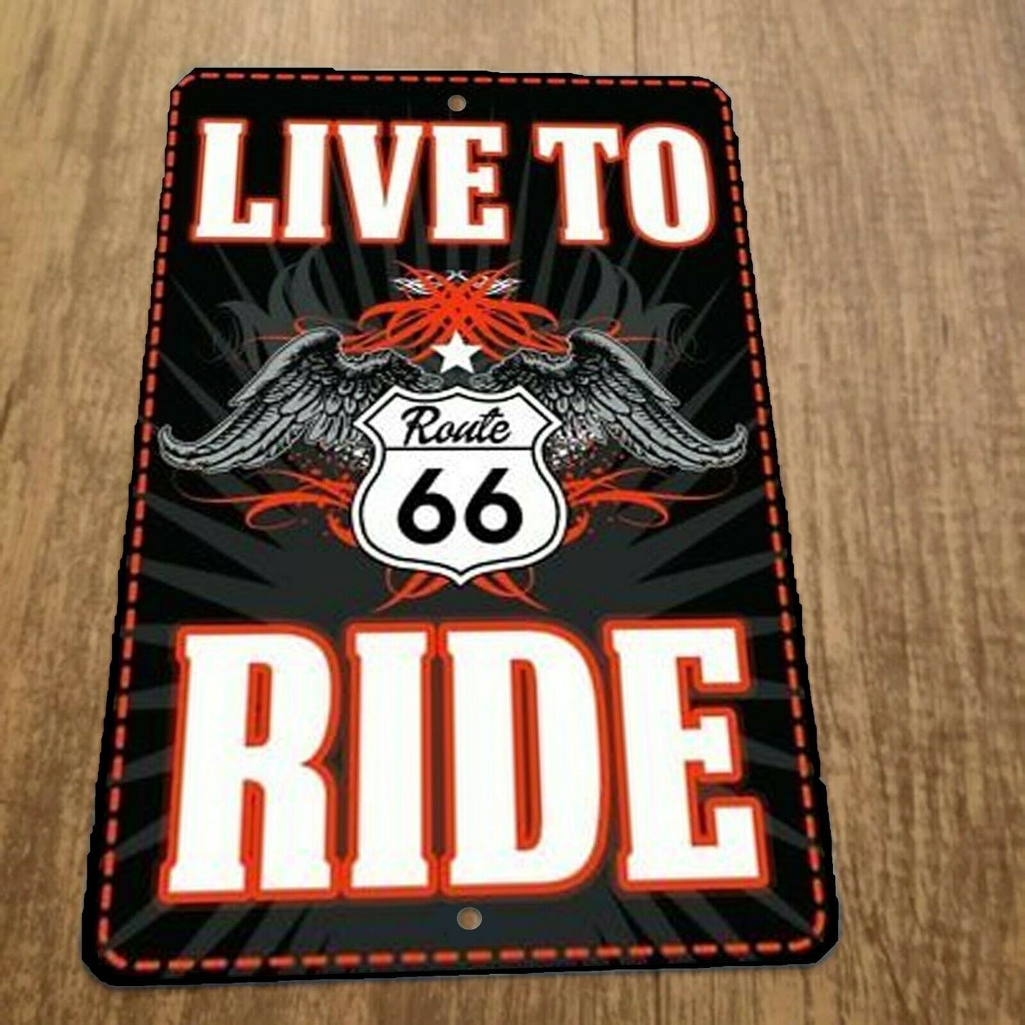 Route 66 Live to Ride Bikers 8x12 Metal Wall Sign Motorcycle Garage Poster