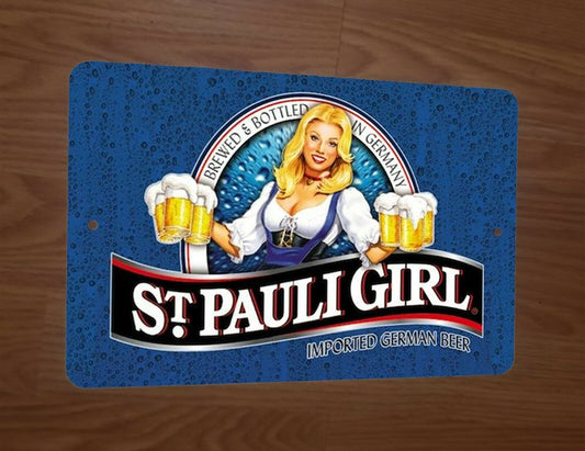 St Pauli Girl Imported German Beer 8x12 Metal Wall Alcohol Bar Sign