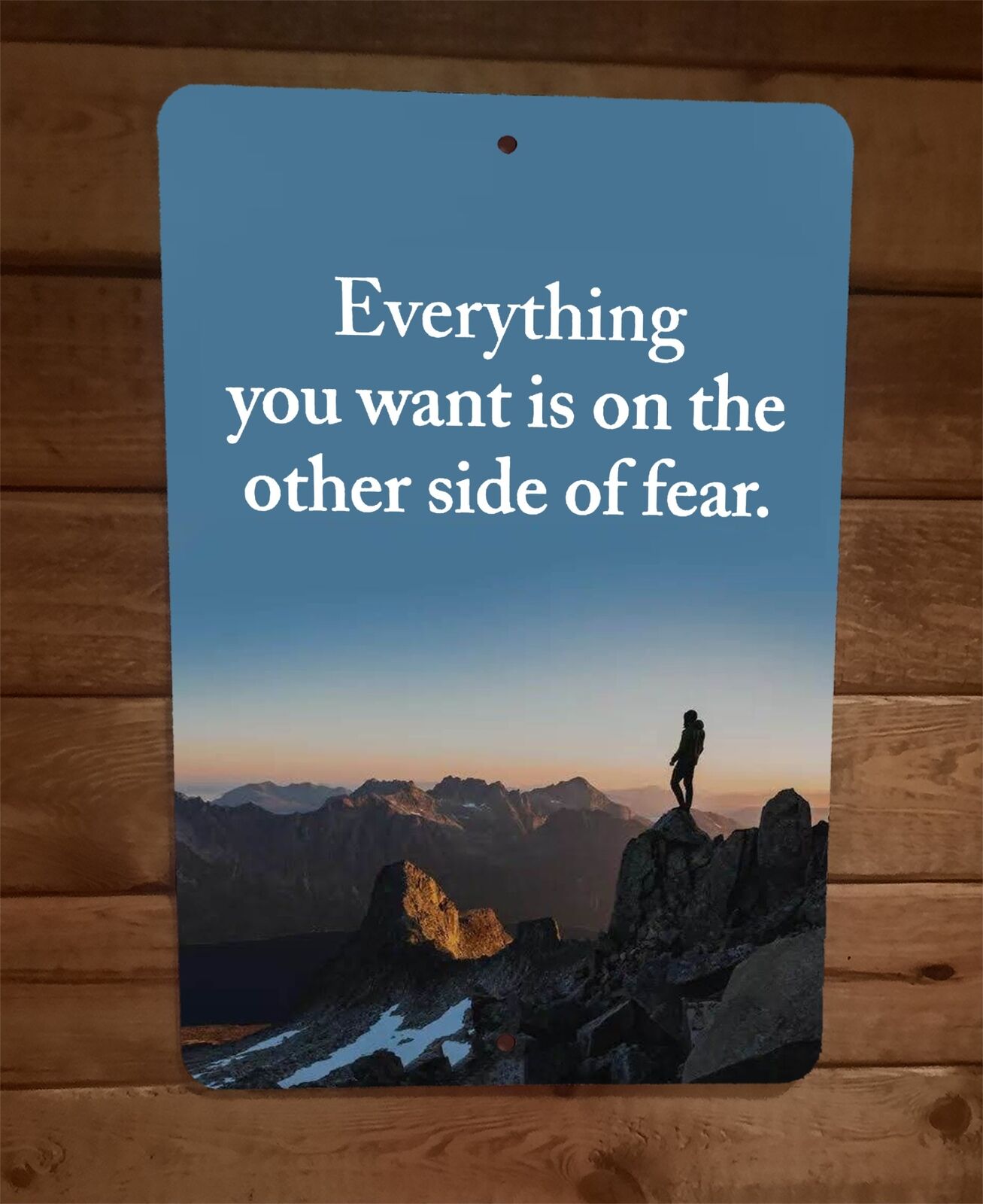 Everything You Want is on the Other Side of Fear Phrase 8x12 Metal Wall Sign