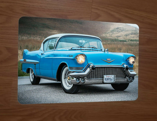 1957 Aqua Blue Cadillac Classic Street Car 8x12 Metal Wall Car Sign