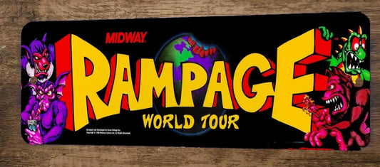 Rampage World Tour Arcade Video Game 4x12 Metal Wall Sign Marquee Banner Poster