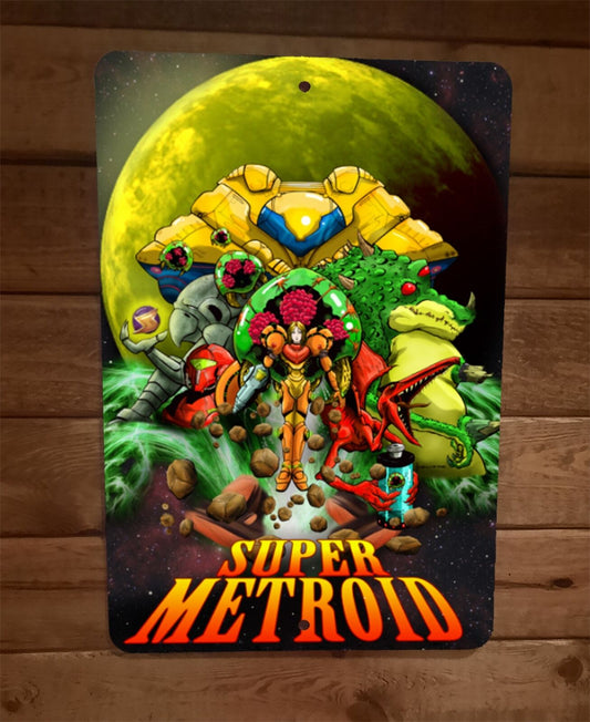 Super Metroid Artwork 8x12 Metal Wall Sign Video Game Poster