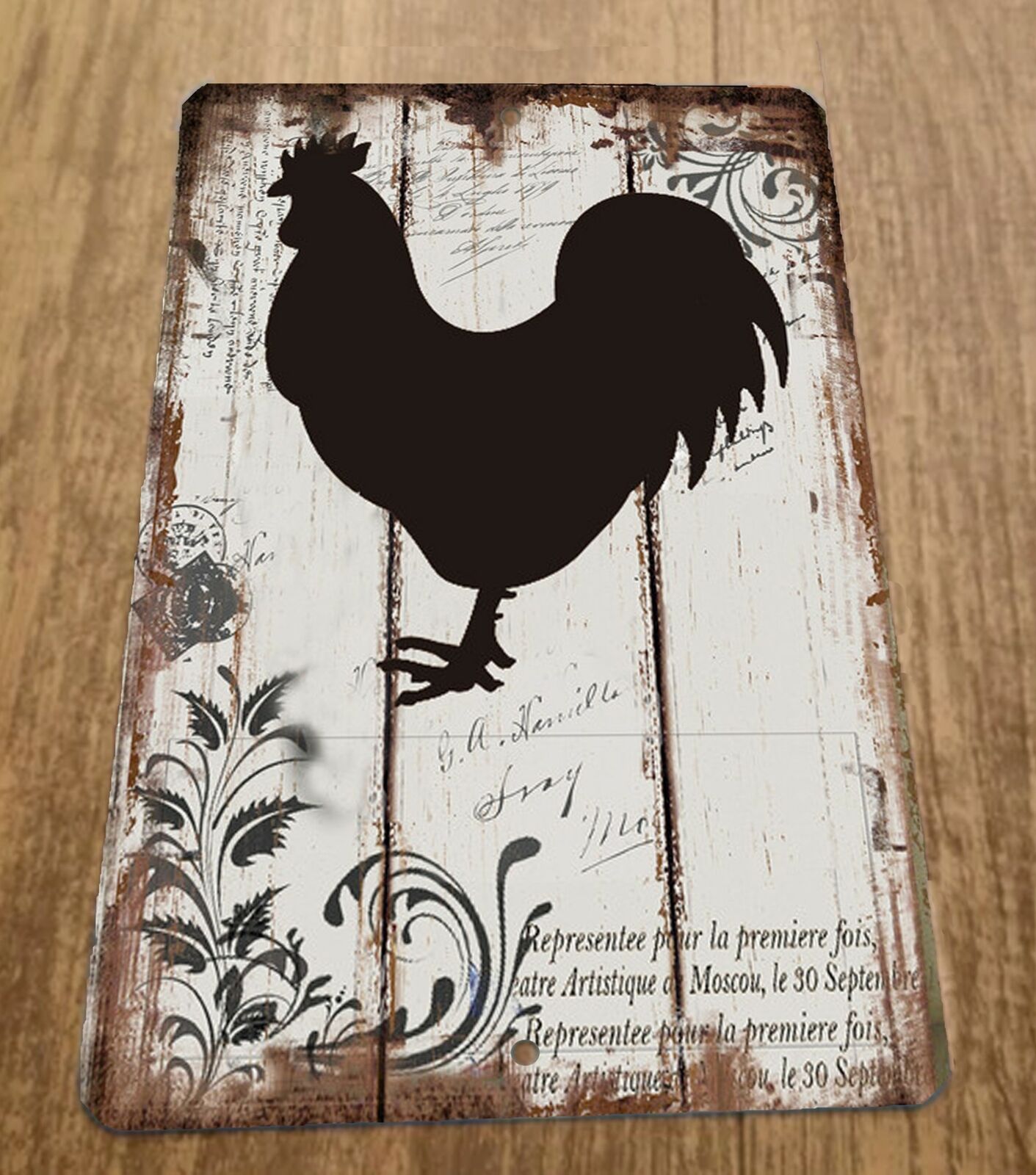 Black Silhouette Chicken 8x12 Metal Wall Sign