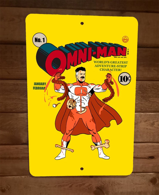 Omni-Man Worlds Greatest Adventure Strip Character 8x12 Metal Wall Sign