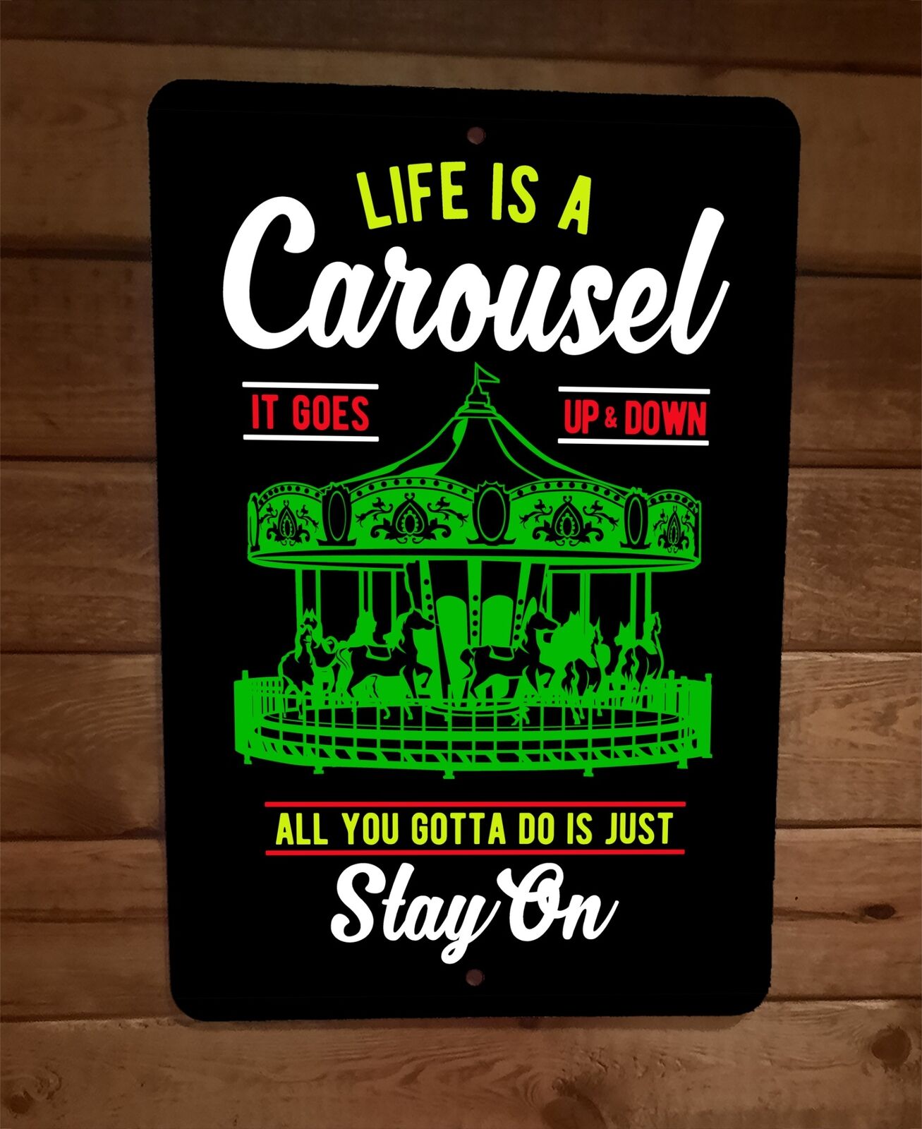 Life is A Carousel All You Gotta Do is Just Stay On 8x12 Metal Wall Sign