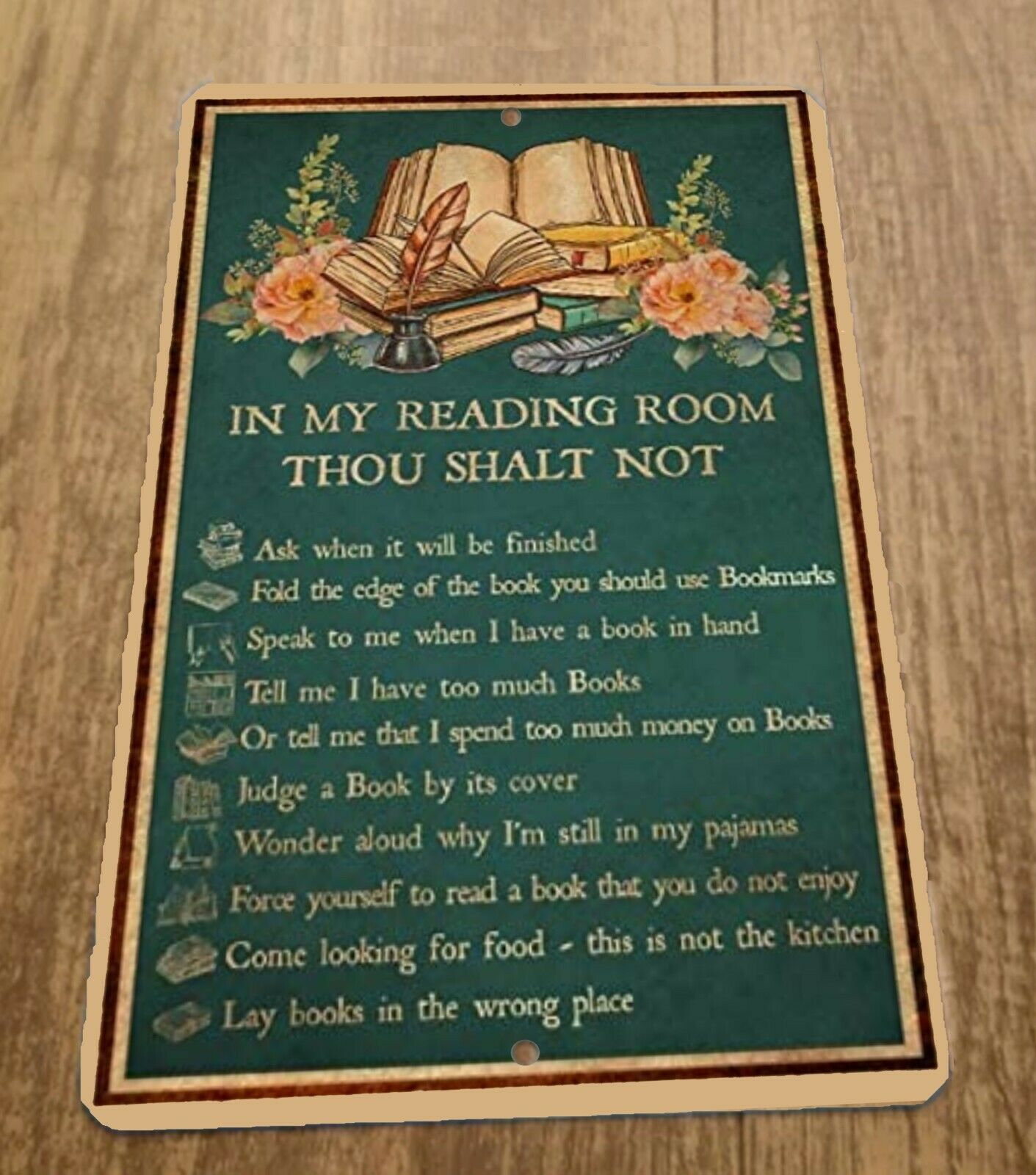 Reading Room Rules 8x12 Metal Wall Sign Misc Poster