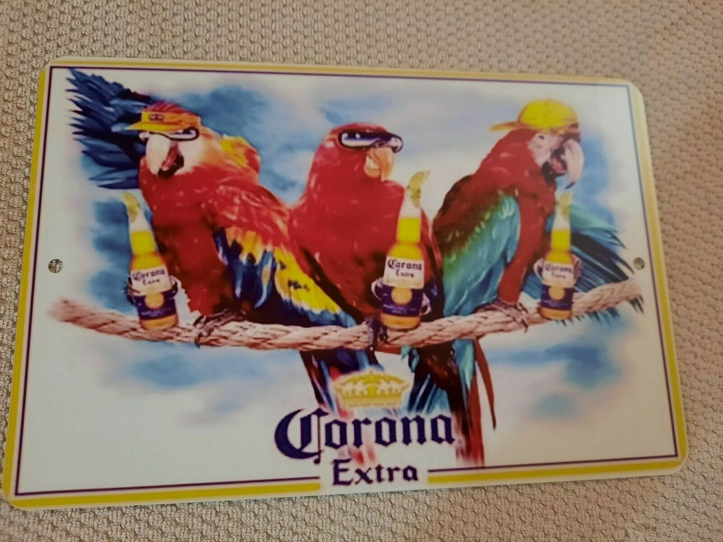 Corona Extra Beer Cool Parrots 8x12 Metal Wall Bar Sign