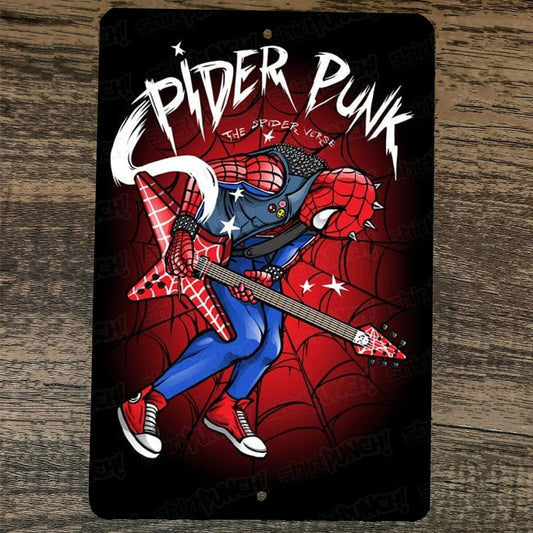 Spider Punk Rock 8x12 Metal Wall Comics Sign