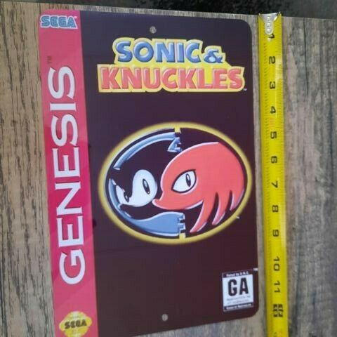 Sonic and Knuckles Sega Genesis Video Game Cover 8x12 Metal Wall Sign