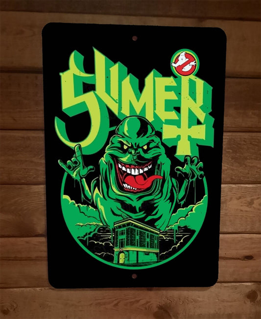 Slimer Firehouse Ghostbusters Horror Halloween 8x12 Metal Wall Sign Poster