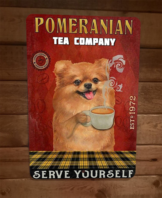 Pomeranian Tea Company Dog 8x12 Metal Wall Sign Animal Poster