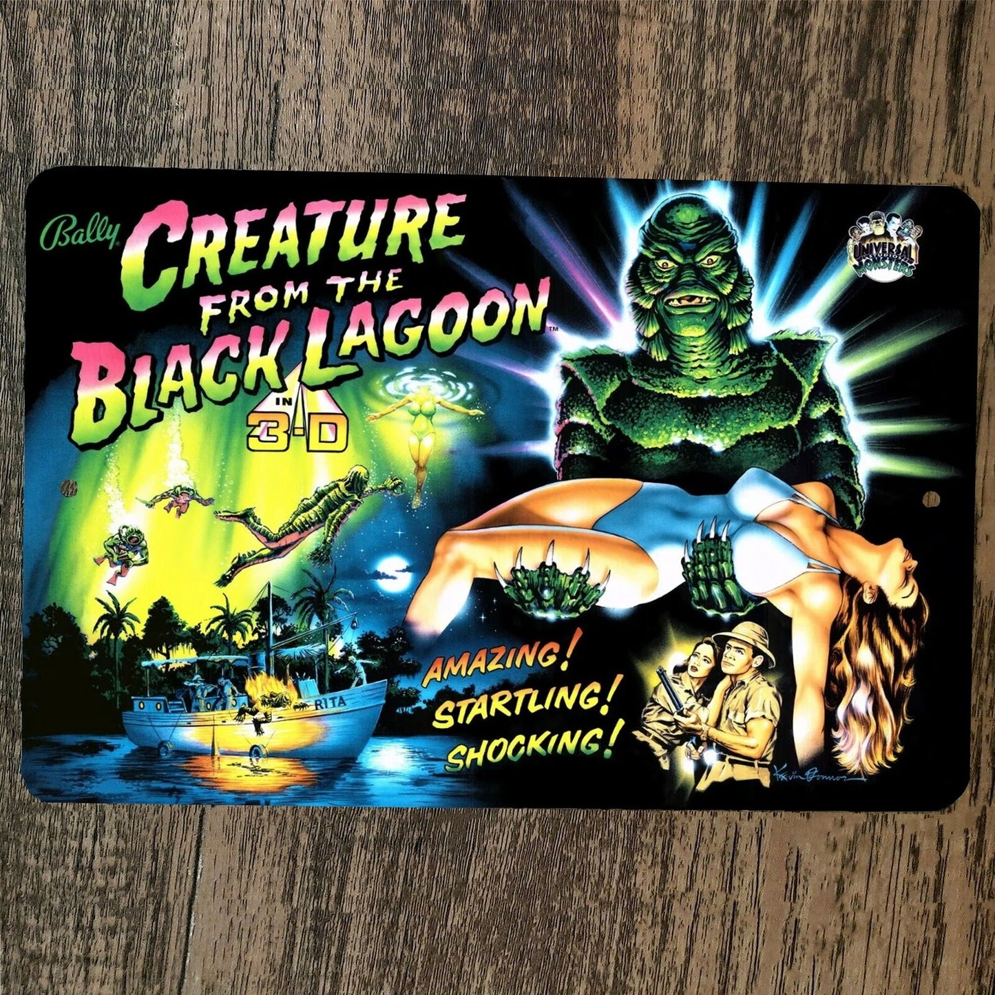 Creature From the Black Lagoon 8x12 Metal Wall Sign Video Game Arcade Poster