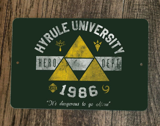 Hyrule University 1986 Hero Dept Zelda 8x12 Metal Wall Sign Video Game Poster