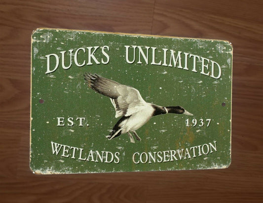 Vintage Ducks Unlimited 1937 Wetlands Conservation 8x12 Metal Wall Sign