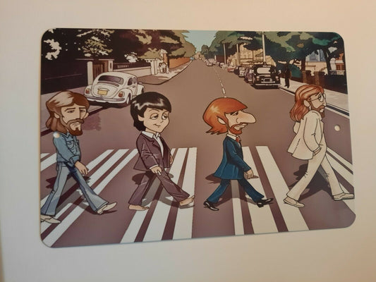 Beatles Abbey Road Cartoon Art 8x12 Metal Wall Sign Music