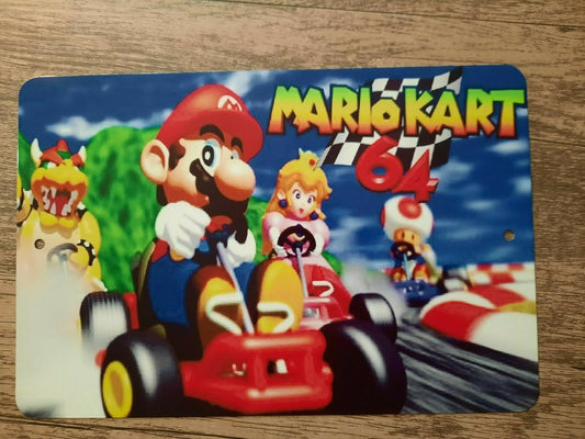 Mario Kart 64 Video Game 8x12 Metal Wall Sign Retro 80s Arcade