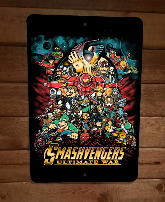 Smashvengers Ultimate War 8x12 Metal Wall Sign Video Game Parody