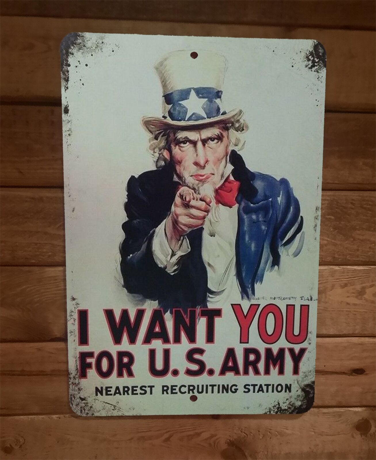 Uncle Sam I Want You for US Army Vintage Recruiting Ad 8x12 Metal Wall Sign