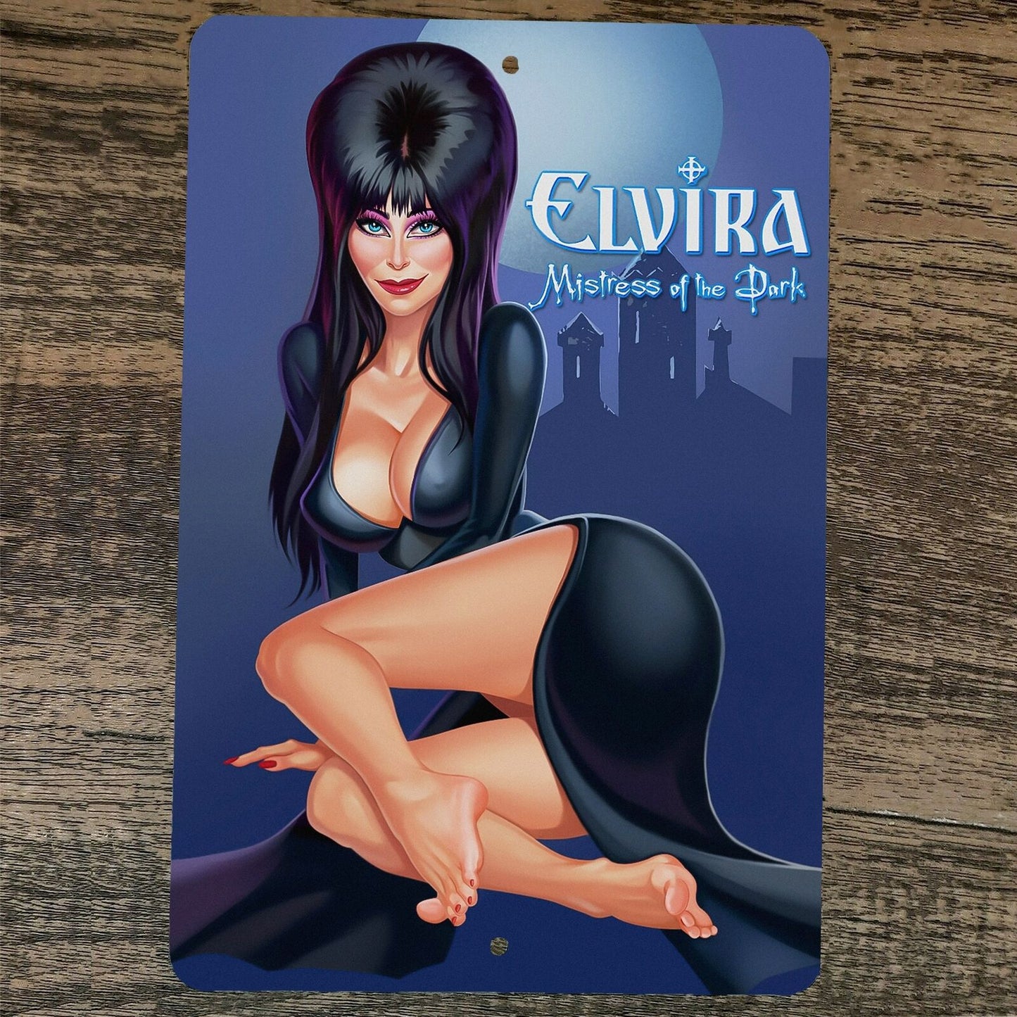 Sexy Cartoon Curves Elvira Mistress of the Dark 8x12 Metal Wall Sign P –  Sign Junky