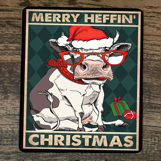 Mouse Pad Merry Heffin Christmas Cow Xmas