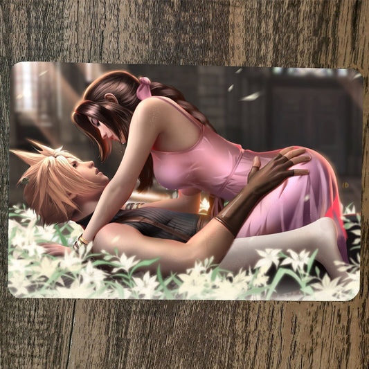 Cloud and Aerith FInal Fantasy 7 FFVII 8x12 Metal Wall Video Game Sign Poster
