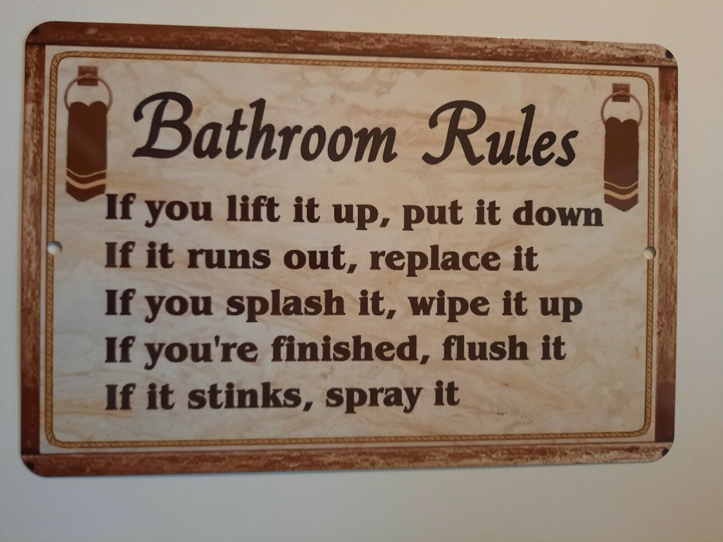 Bathroom Rules 8x12 Metal Wall Sign Misc Poster