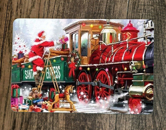 Merry Xmas Christmas Santa Express Train 8x12 Metal Wall Sign Poster