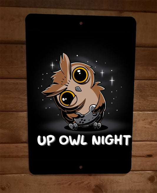 Up Owl Night Video Gamer 8x12 Metal Wall Sign Poster