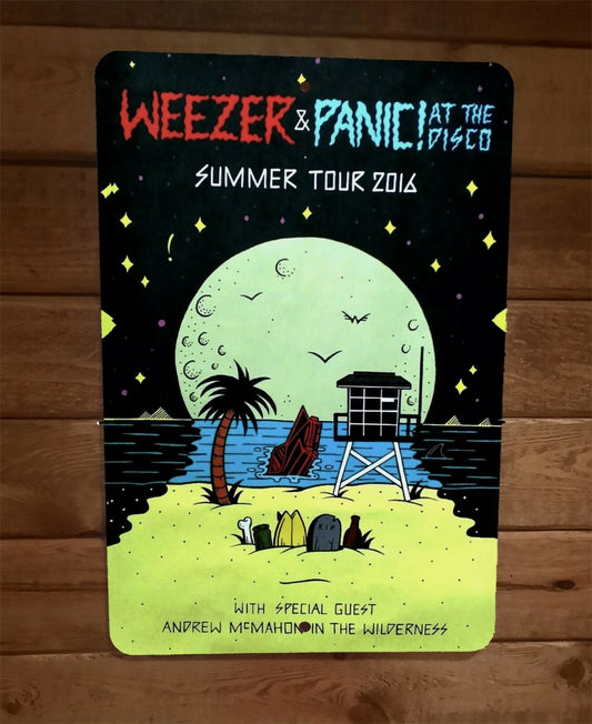 Weezer Panic at the Disco Summer Tour Poster 8x12 Metal Wall Music Sign