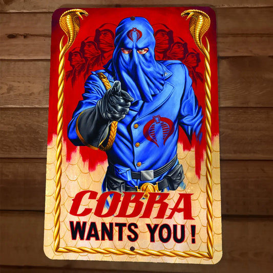 Cobra Wants You GI Joe Commander 8x12 Metal Wall Sign