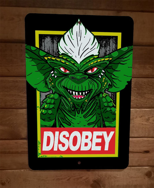 Gremlins Stripe Art Disobey 8x12 Metal Wall Sign