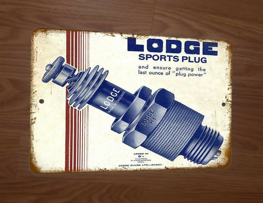 Lodge Sports Plug Spark Plugs Ad 8x12 Metal Wall Sign Garage Poster