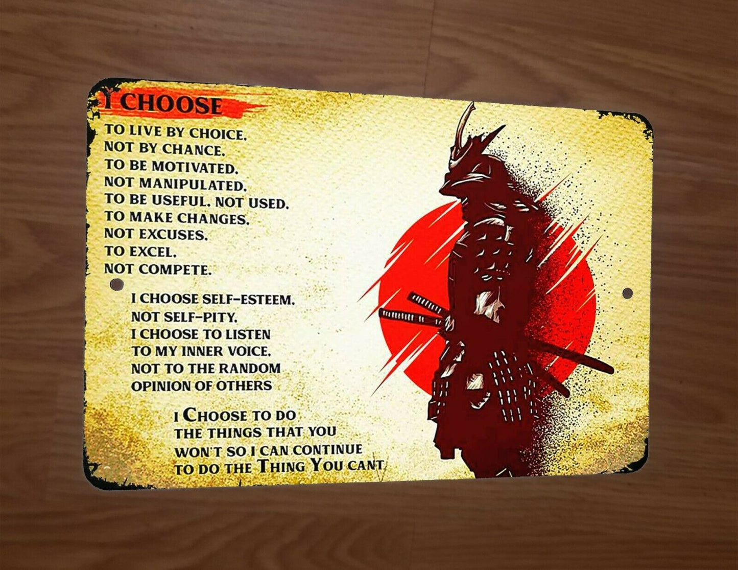 I Choose to Live By Choice Not By Chance 8x12 Metal Wall Sign Quotes Phrases