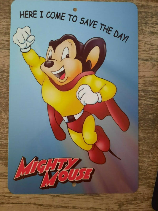 Mighty Mouse Classic Cartoon 8x12 Metal Wall Sign