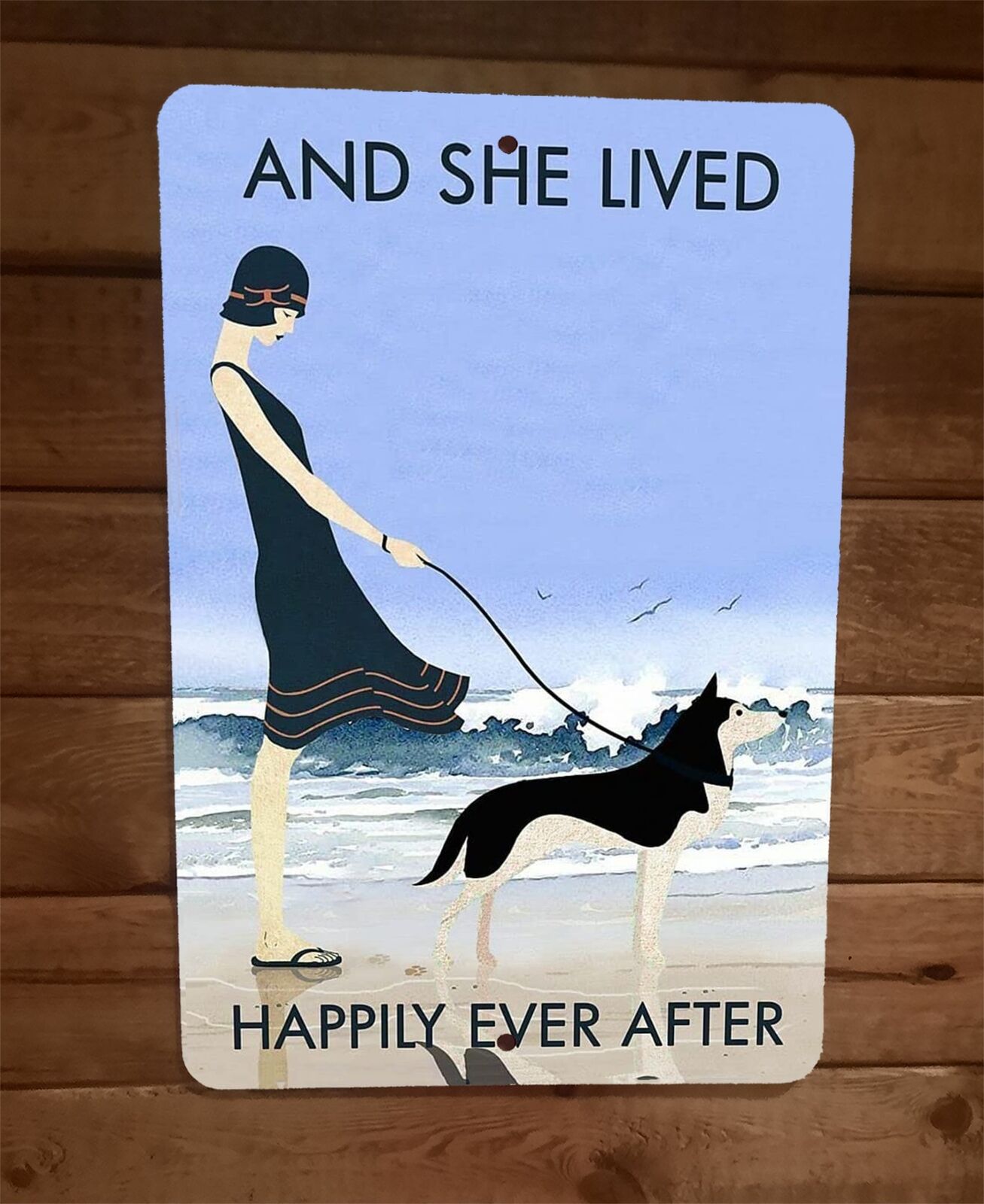 And She Lived Happily Ever After Husky Dog 8x12 Metal Wall Sign Animal Poster