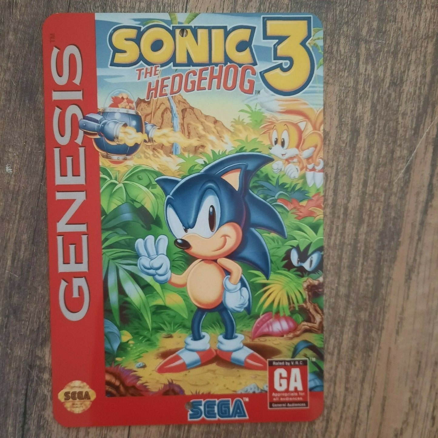 Sonic the Hedgehog 3 Video Game Box Cover Art 8x12 Metal Wall Sign