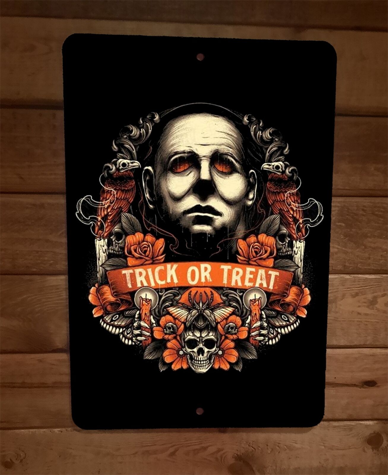 Halloween Trick or Treat Michael Myers 8x12 Metal Wall Sign Holiday